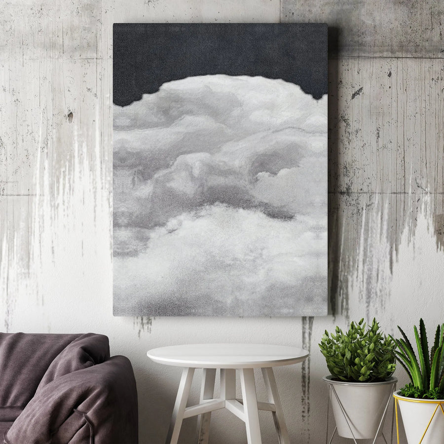Abstract Cloud Wall Art | Black And White Canvas Print | 1.25 Inch Gallery Wrap | Modern Minimalist Home Decor