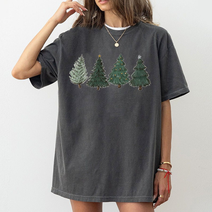 Christmas Tree T-Shirt | Hand-Drawn Holiday Forest Graphic | 100% Cotton Premium Tee | Festive Winter Gift for Men and Women