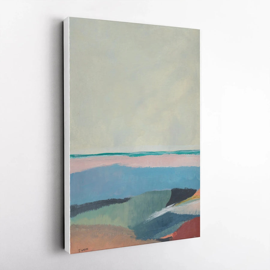 Abstract Landscape Vertical Canvas | Modern Coastal Painting Print | Premium 1.25" Thick Gallery Wrapped | Living Room & Office Wall Decor
