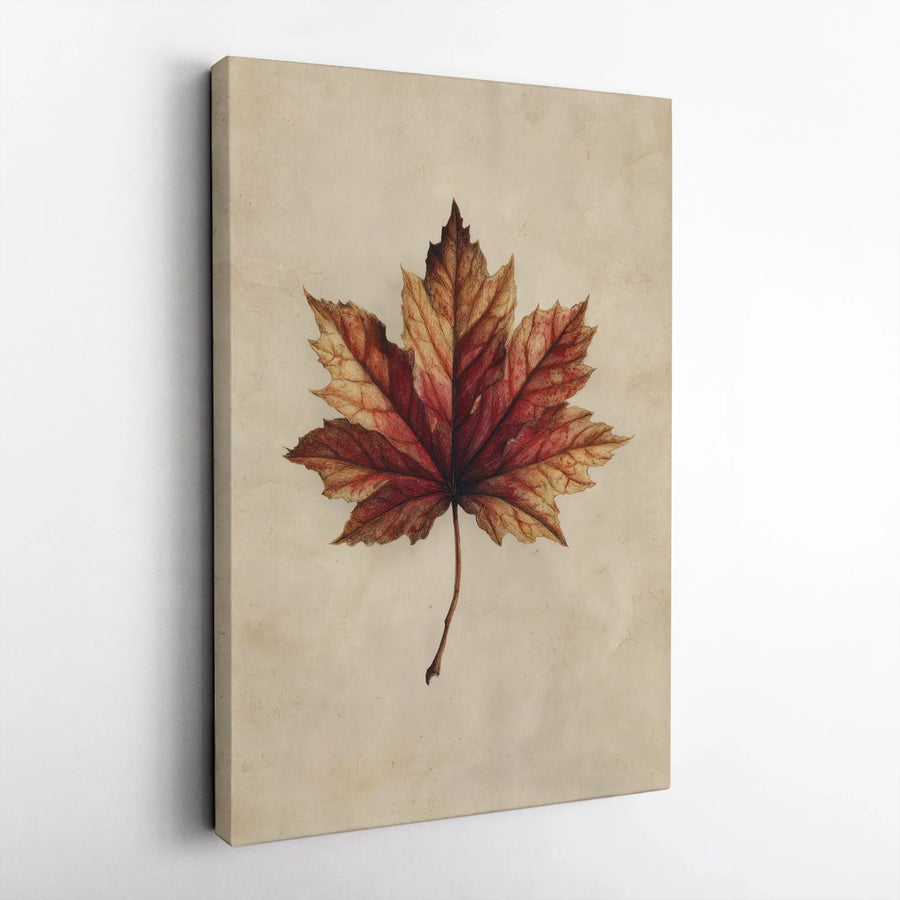Autumn Maple Leaf Botanical Wall Art | Vintage Farmhouse Nature Print | Premium 1.25" Gallery Canvas | Fall Home Decor Gift for Nature Lovers