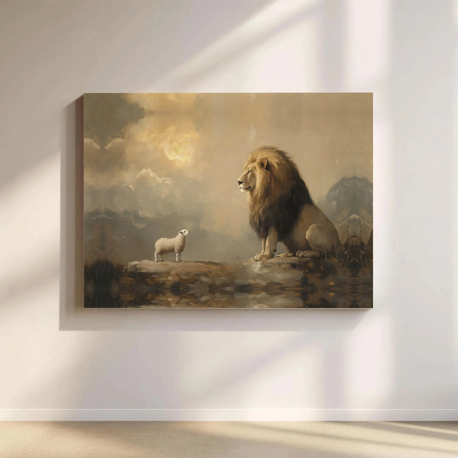 Lion and Lamb Wall Art | Christian Canvas Print | Premium Gallery Wrapped Decor | Inspirational Religious Home Gift