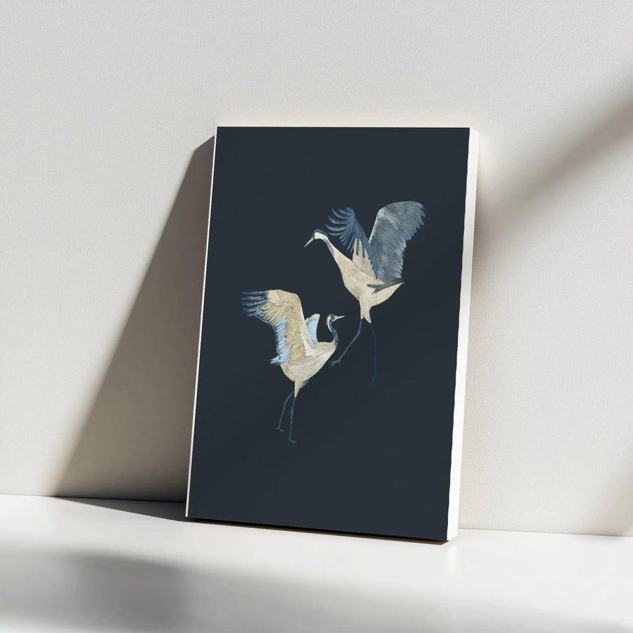 Japanese Crane Vertical Canvas | Minimalist Bird Painting Wall Art | Premium 1.25" Thick Gallery Print | Modern Asian Home Decor Gift