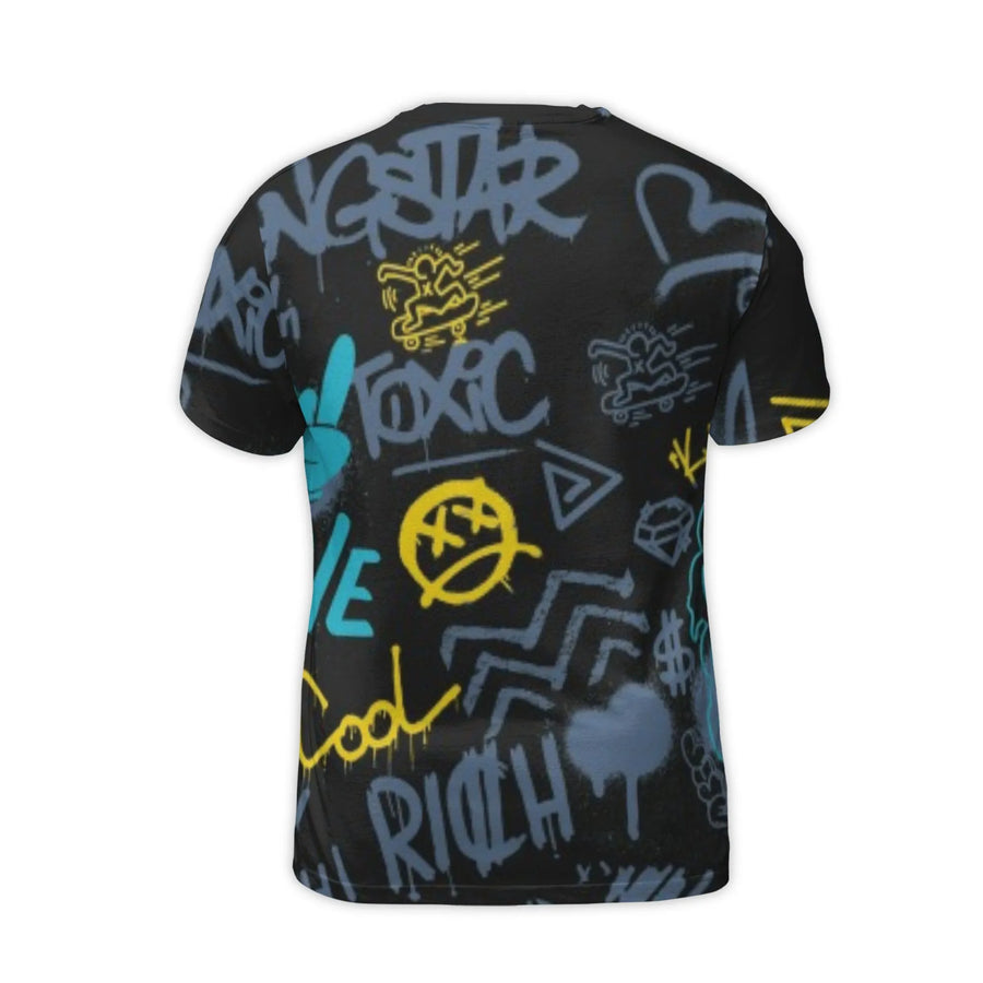 Graffiti Street Art T-Shirt | Urban Hip Hop Aesthetic Print | Premium Polyester Spandex | Casual Daily Wear Gift for Him