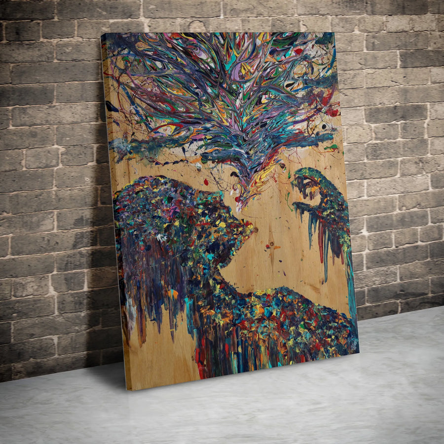 Abstract Human Profile Canvas Wall Art | Colorful Expressionist Painting Print | Premium Fade-Resistant Ink | Modern Home Decor Collector's Gift