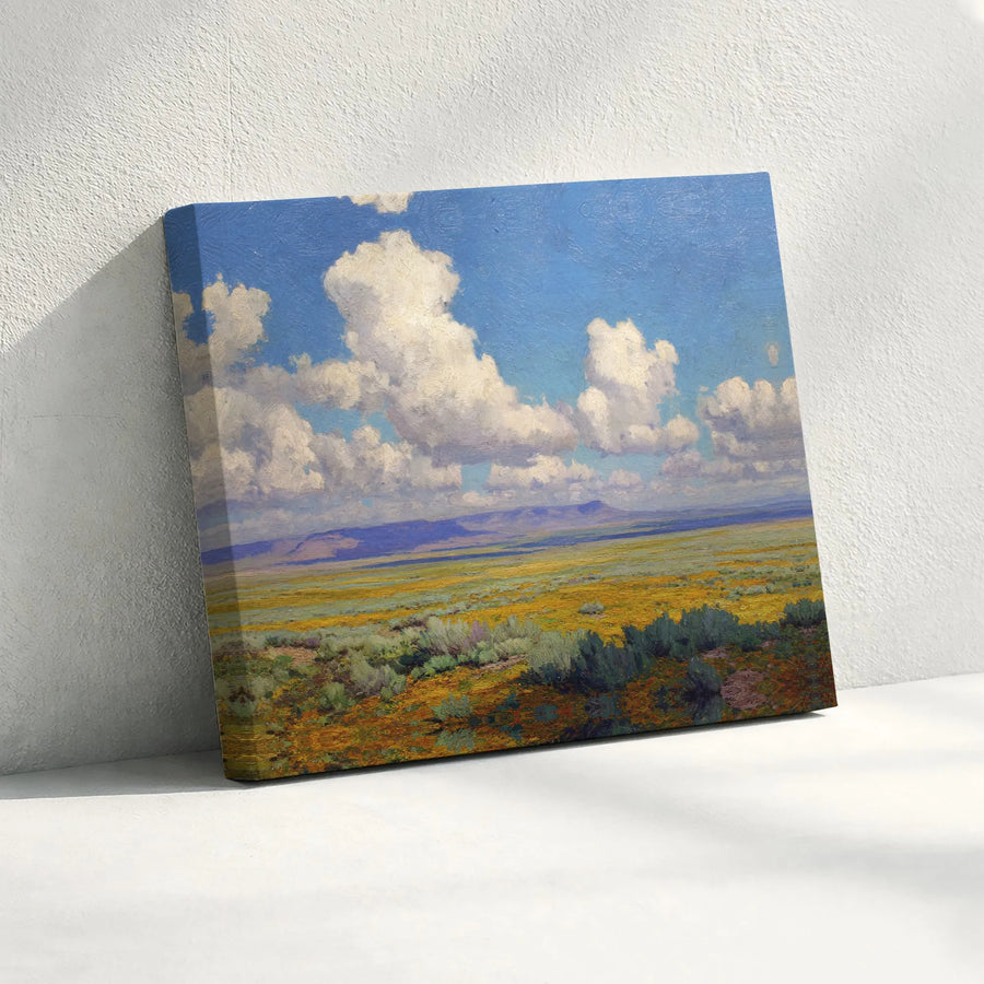 Western Desert Landscape Wall Art | Impressionist Prairie View Canvas Print | Premium Gallery-Wrapped Decor | Southwestern Home Office Gift