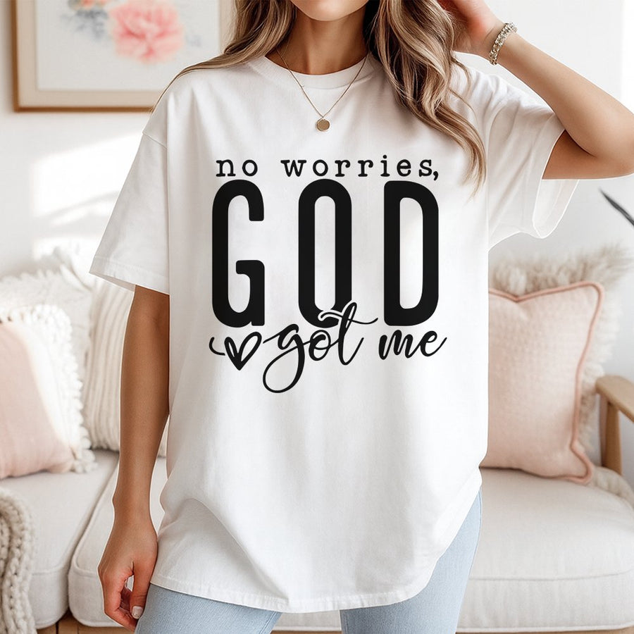No Worries God Got Me T-Shirt | Minimalist Faith Graphic Tee | 100% Cotton Premium Quality | Christian Apparel Gift For Her Him