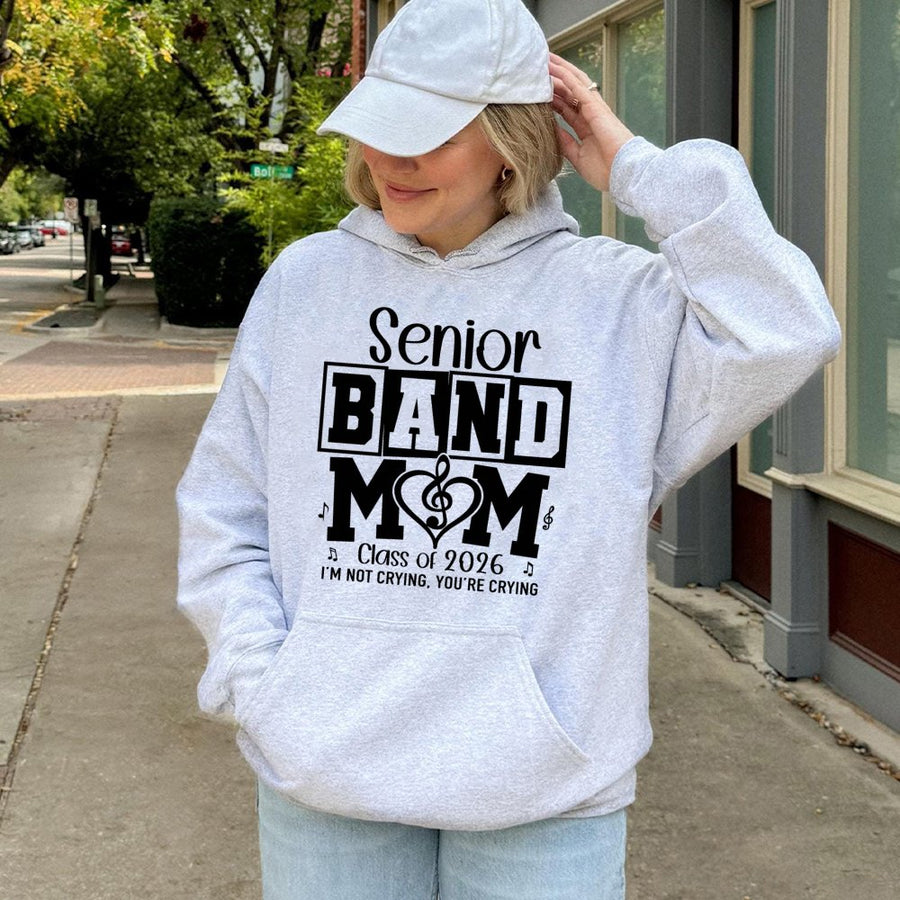 Senior Band Mom Hoodie | Class of 2026 Marching Band Gift | Premium Cotton Blend Sweatshirt | Proud Band Parent Apparel