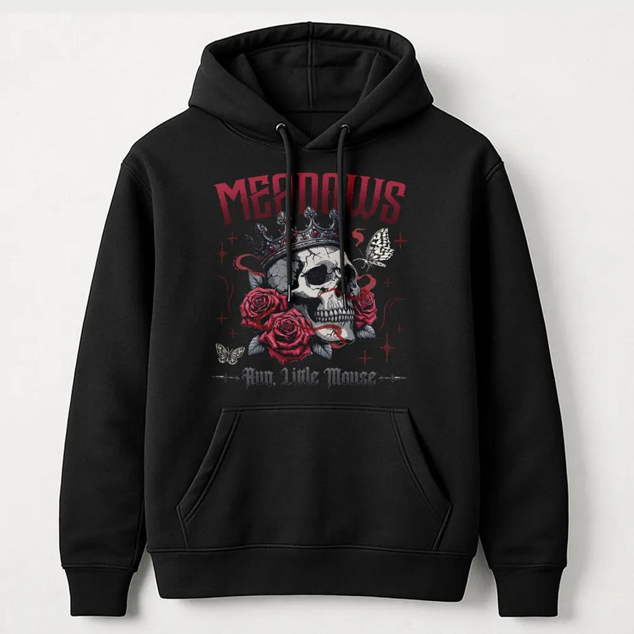 Gothic Skull Hoodie | Crowned Skeleton With Red Roses Design | Premium Cotton Blend | Dark Romance Gift For Smut Book Readers