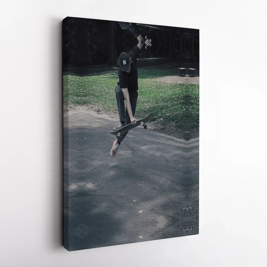 Skateboarding Canvas Print | Urban Skater in Action Photo | Premium Gallery Wrap Canvas | Gift for Skateboarder Teen Room Decor
