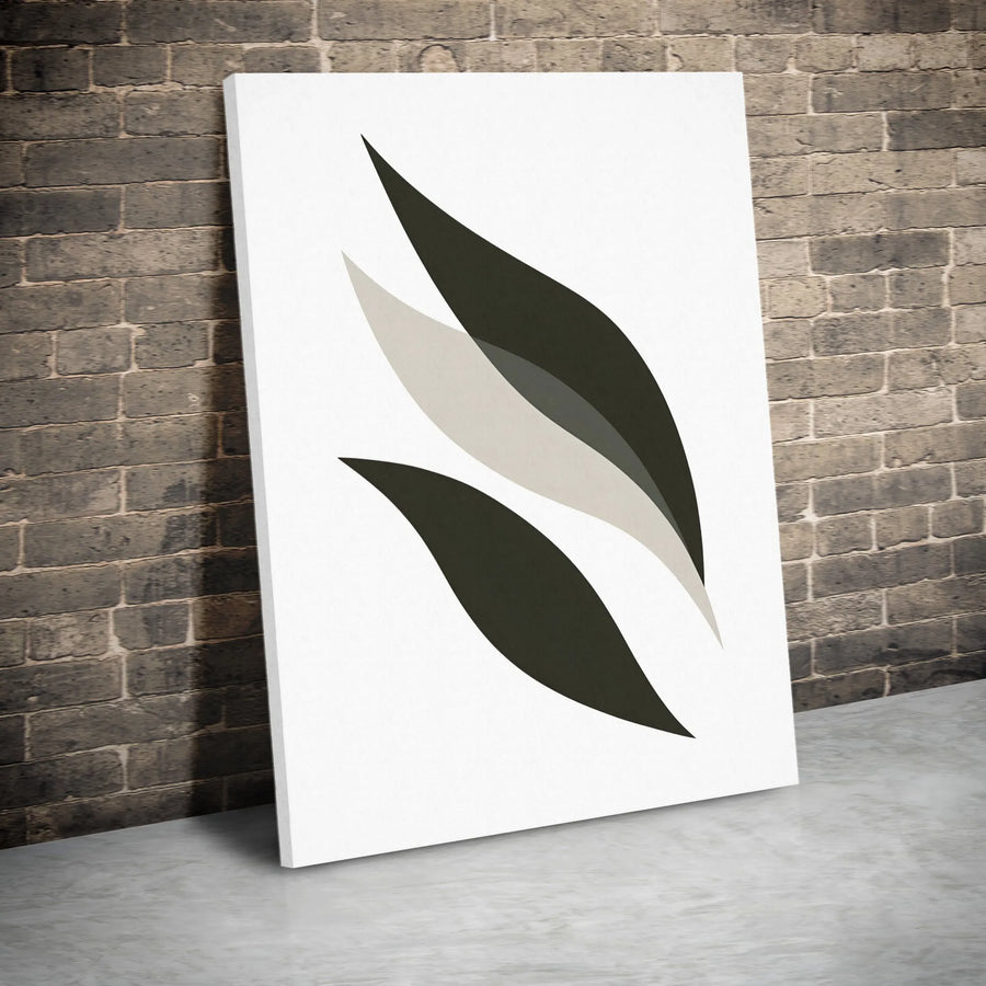 Abstract Leaf Wall Art | Minimalist Neutral Tone Botanical Print | Premium Gallery Wrapped Canvas | Modern Home Office Decor Gift