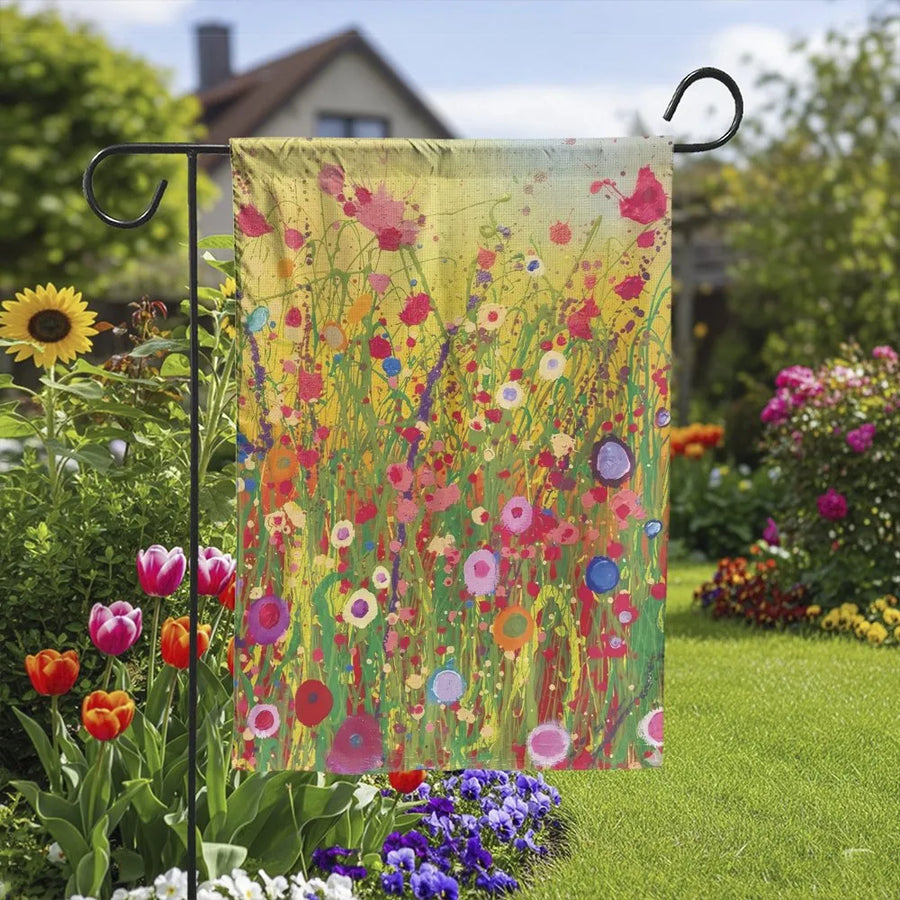 Wildflower Garden Flag | Abstract Spring Floral Art | Durable Premium Polyester | Weather Resistant Outdoor Yard Decor Gift