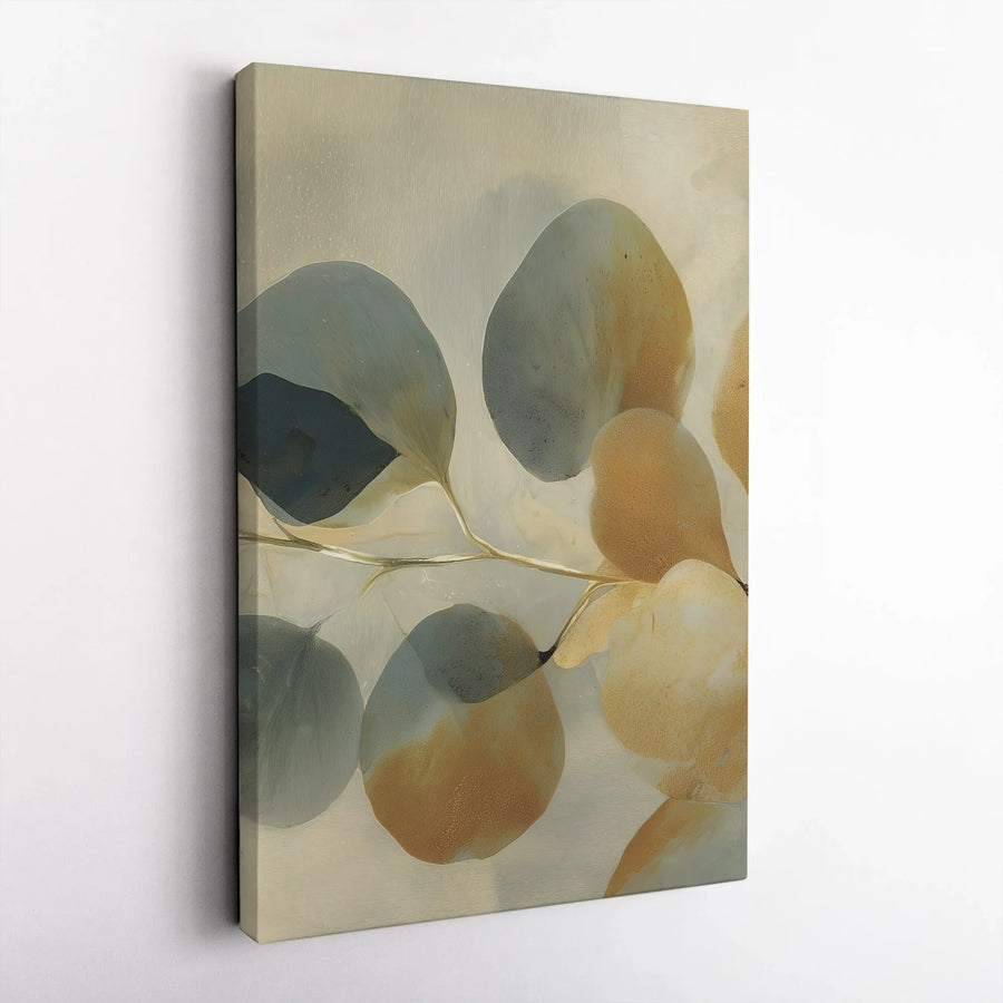 Abstract Botanical Vertical Canvas | Minimalist Eucalyptus Leaf Art Print | Premium Thick Gallery Wrap | Modern Farmhouse Home Decor Gift