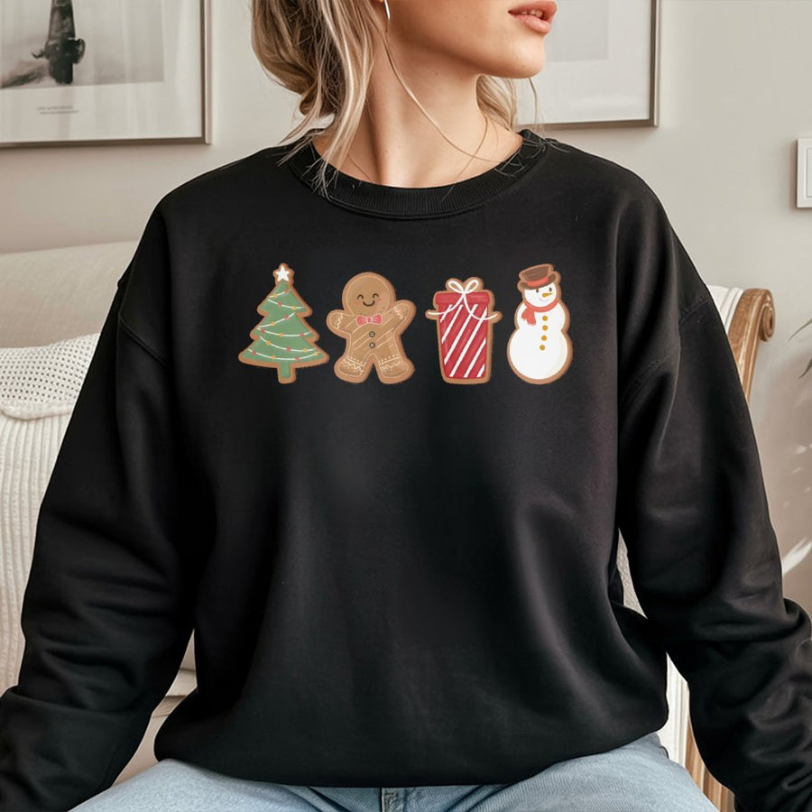 Cute Gingerbread Christmas Sweatshirt | Festive Holiday Cookie Graphic | Premium Soft Blend Crewneck | Holiday Party Gift for Women and Men