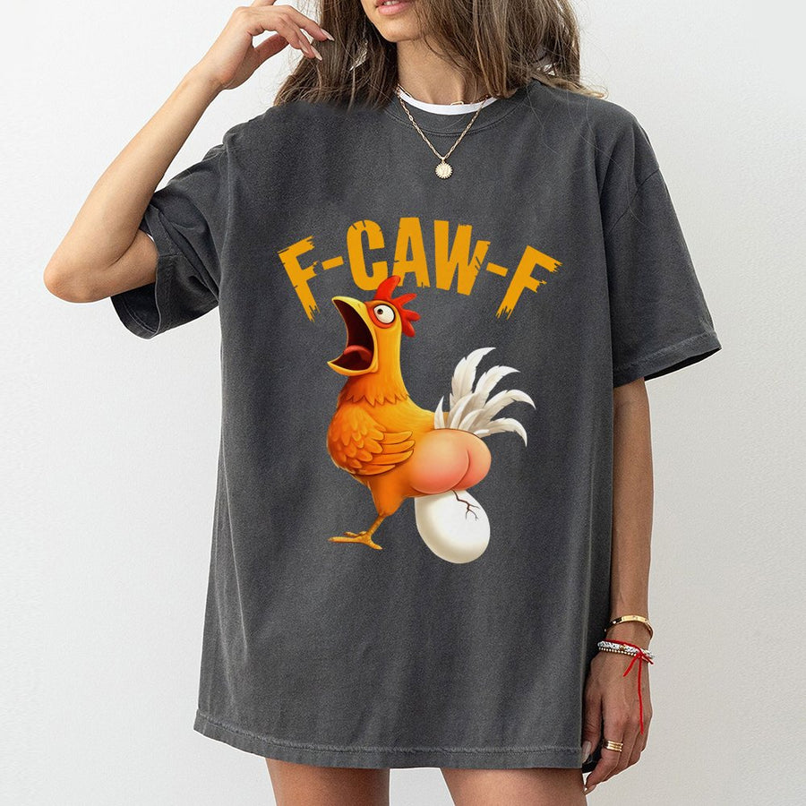 F-Caw-F Rooster T-Shirt | Funny Chicken Meme Graphic Tee | Premium 100% Cotton Apparel | Hilarious Farm Animal Gift for Chicken Lovers
