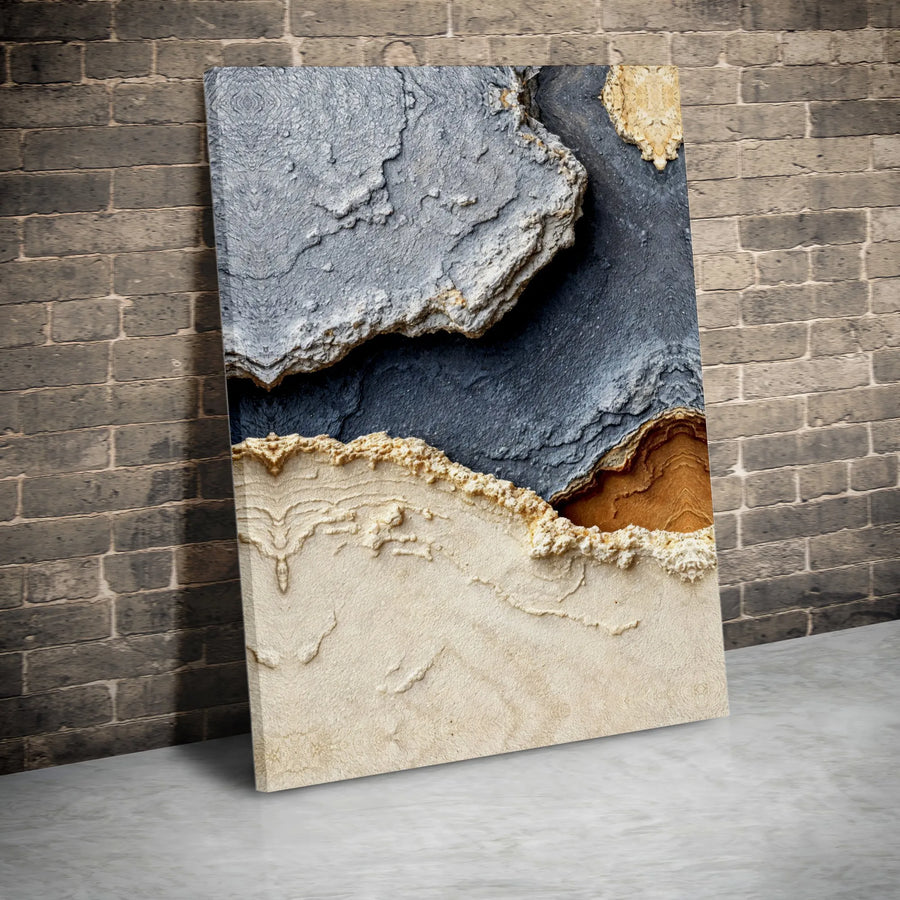 Abstract Geological Canvas Print | Layered Mineral and Stone Texture Art | Premium Gallery Wrapped Canvas | Modern Living Room & Office Decor Gift