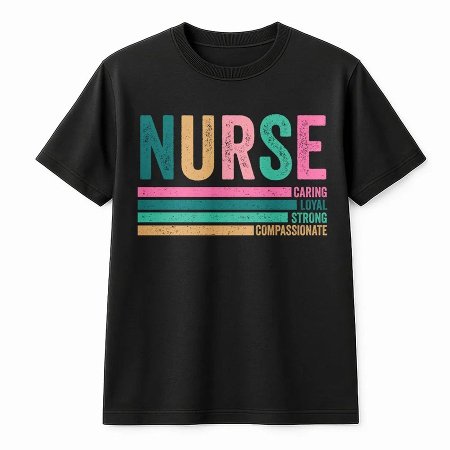 Nurse T-Shirt | Retro Colorful Graphic with Inspirational Words | Premium Cotton Blend | Gift for Nurses, RN, and Nursing Students