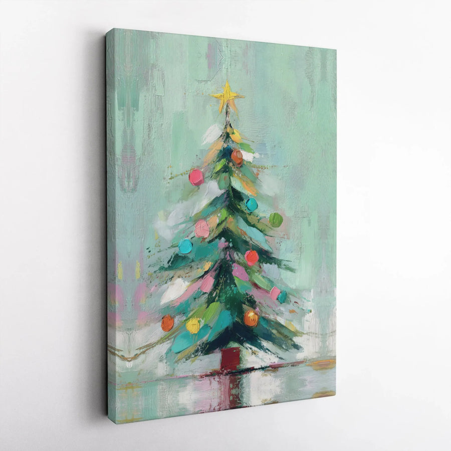 Abstract Christmas Tree Canvas Wall Art | Whimsical Holiday Decor Print | Premium Gallery-Wrapped Canvas | Festive Winter Home Gift