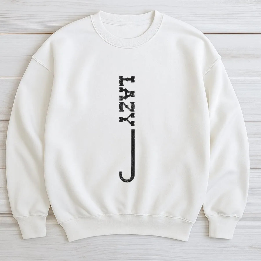 Lazy Sweatshirt | Minimalist Vertical Graphic Print | Premium Cotton Tee | Funny Sarcastic Humor Gift for Men and Women