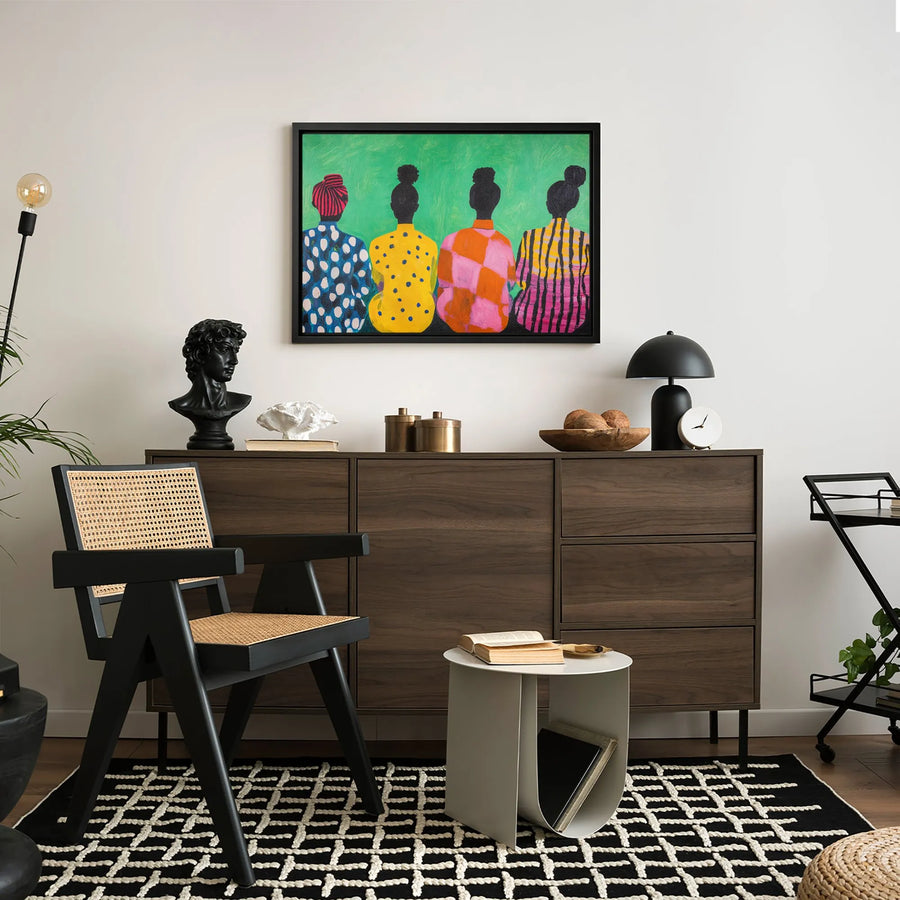 Black Women Wall Art | Abstract Colorful Fashion Print | Premium 1.25 Inch Gallery Wrapped Canvas | Modern Home Decor Gift