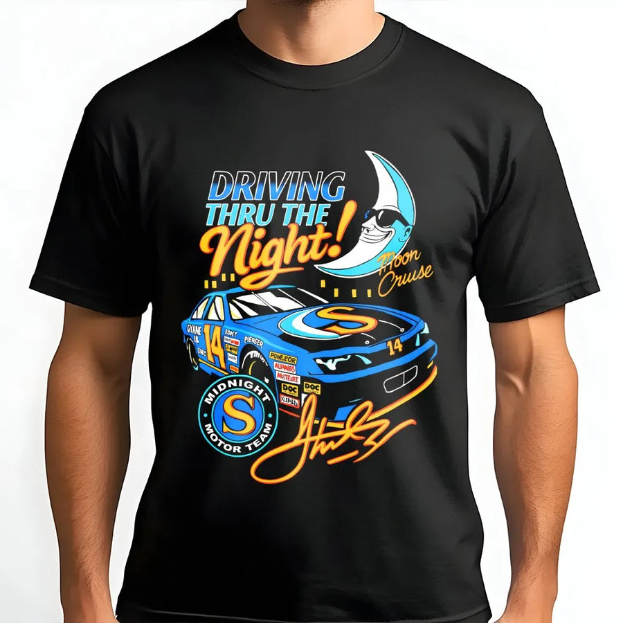 Vintage Racing Graphic T-Shirt | 90s Retro Moon Cruise Motorsport Design | Premium 100% Cotton | Gift for Car Enthusiasts & Drift Fans