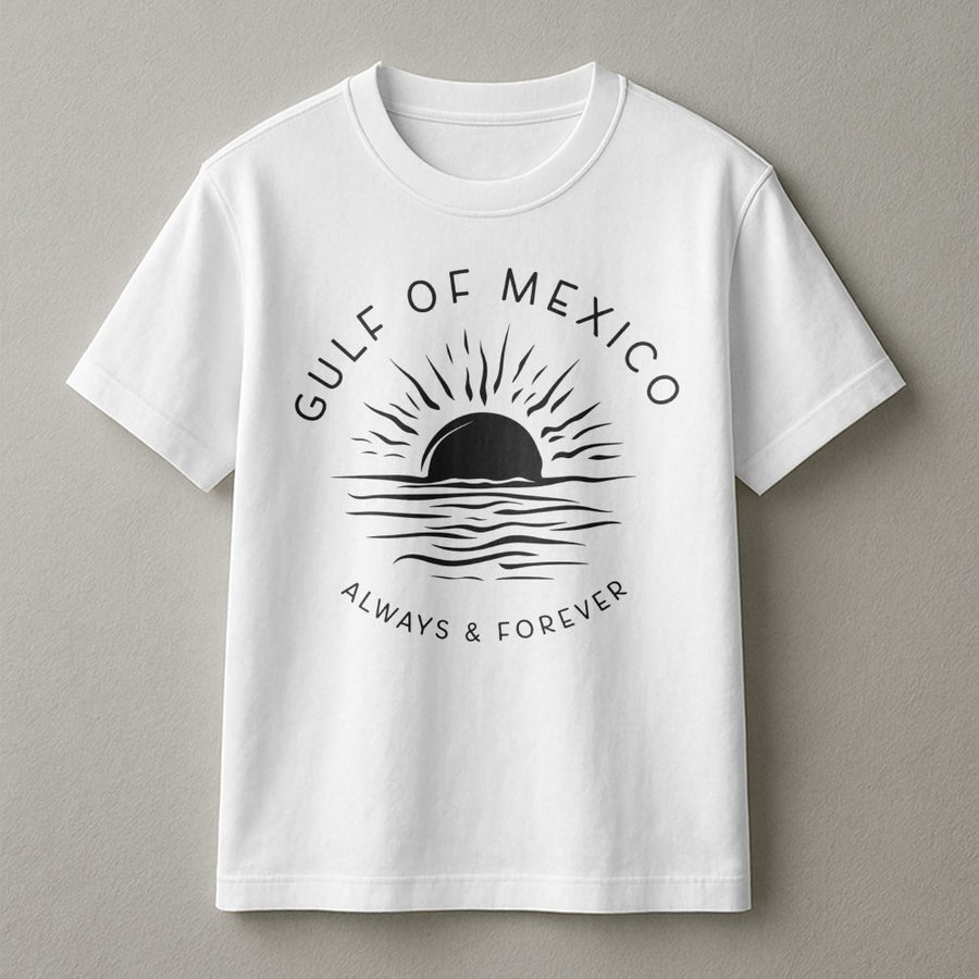 Gulf of Mexico T-Shirt | Coastal Sunset Graphic | 100% Cotton Premium Tee | Beach Lover Gift & Vacation Souvenir