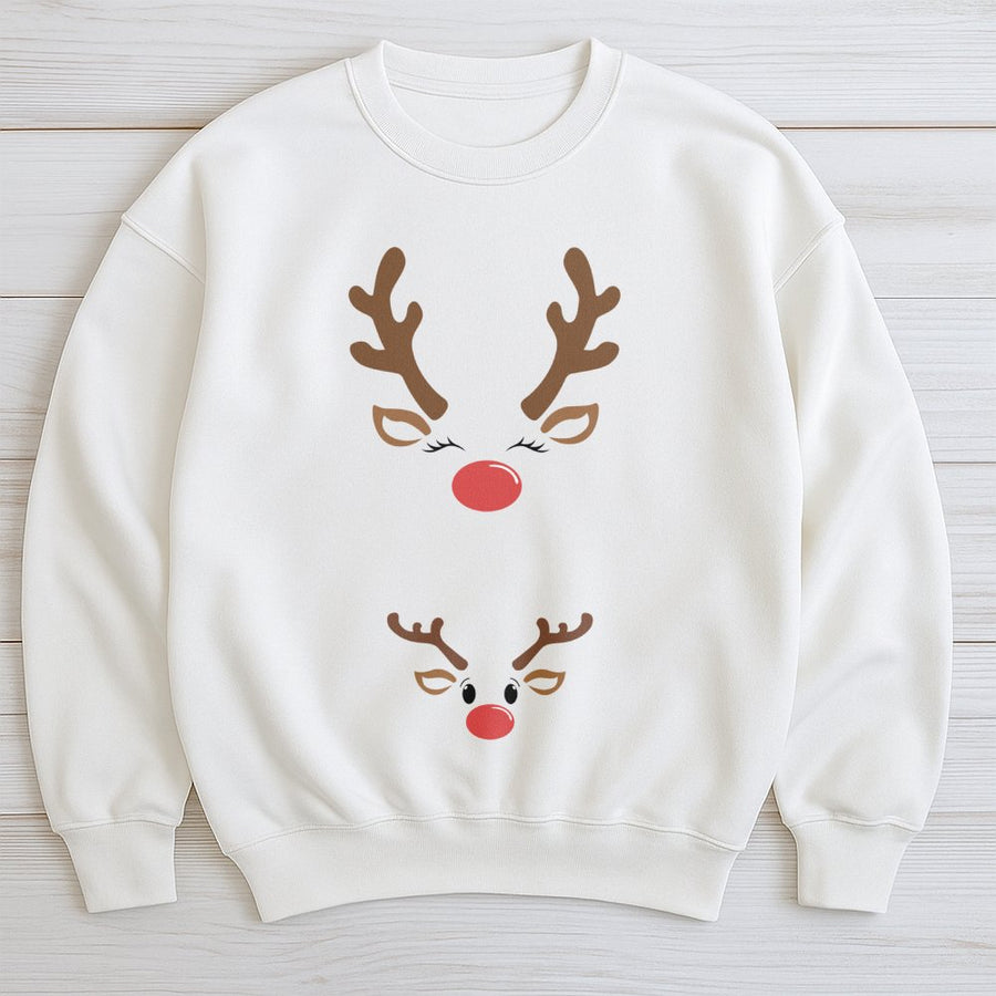 Pregnancy Announcement Sweatshirt | Cute Reindeer Mommy and Baby Design | Cotton-Blend Comfort | Christmas Gift for Expecting Mom