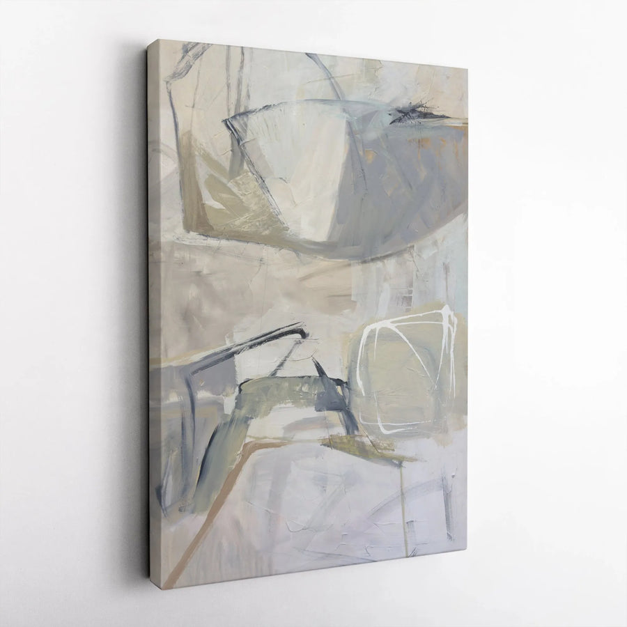 Abstract Canvas Wall Art | Neutral Tone Minimalist Painting | Premium Gallery Wrapped Canvas | Modern Living Room & Office Decor