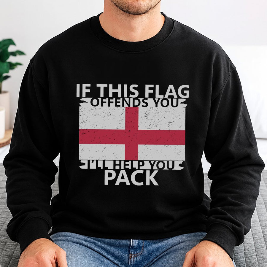 England Flag Sweatshirt | St George Cross Patriotic Quote | Premium Cotton Blend Crewneck | British Pride Apparel for Men and Women