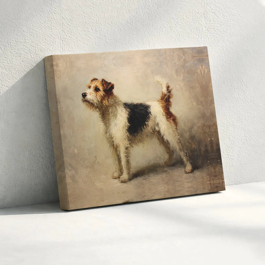Wire Fox Terrier Dog Canvas Art | Vintage Oil Painting Style | Premium 1.25-Inch Gallery Wrap | Canine Lover Gift & Home Decor