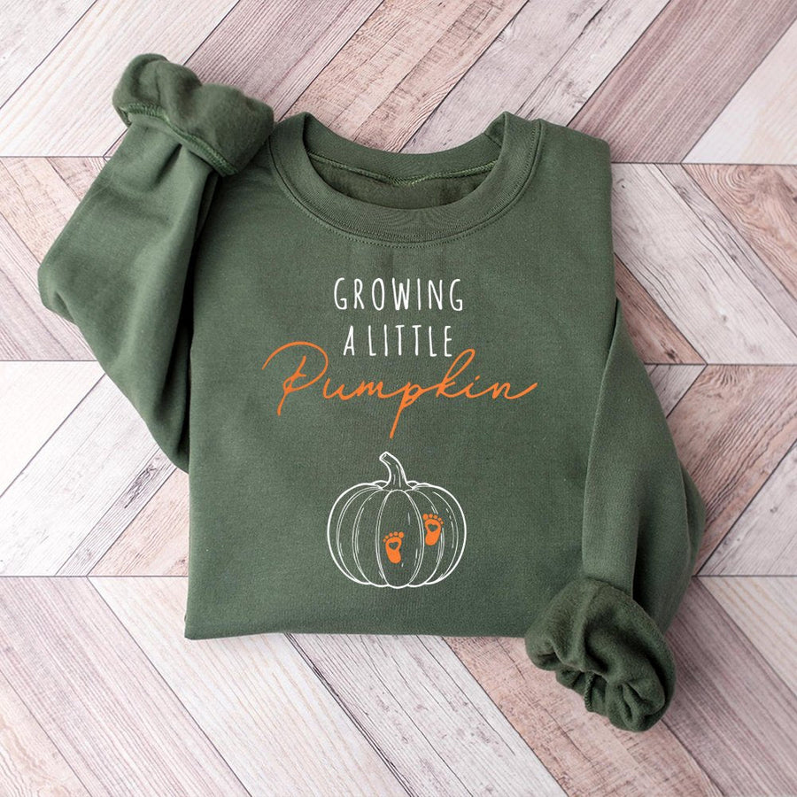 Growing A Little Pumpkin Sweatshirt | Fall Pregnancy Announcement Design | Premium Cotton Blend | Cute Expecting Mom Gift for Autumn