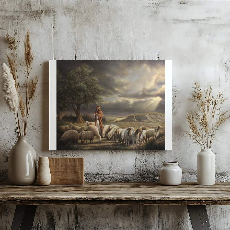Jesus The Good Shepherd Canvas | Religious Wall Art | 1.25 Inch Gallery Wrap Premium Print | Christian Home Decor Gift
