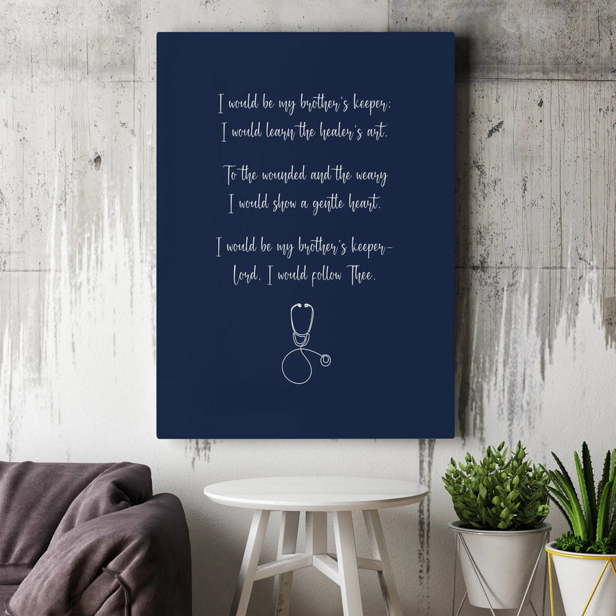 Nurse Prayer Canvas Wall Art | Healer's Art Stethoscope Quote | Premium Gallery Wrapped Decor | Meaningful Graduation Gift for Nurses