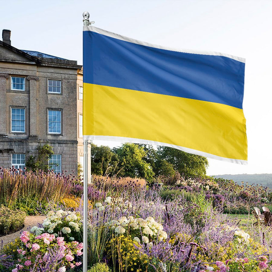 Ukraine House Flag | Durable Blue And Yellow Solidarity Yard Banner | Premium All-Weather Polyester | Patriotic Outdoor Home Decor Gift