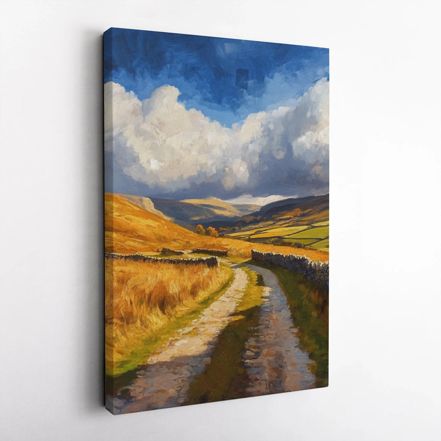 Country Road Canvas Wall Art | Impressionist Landscape Painting | Premium Gallery Wrap Print | Serene Nature Home Decor for Living Room