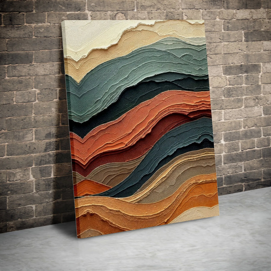 Abstract Earth Tone Canvas Print | Textured Geological Strata Wall Art | Gallery Wrapped Premium Decor | Modern Interior Design for Home Office
