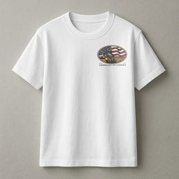American Outdoors Deer T-Shirt | Patriotic Buck & Flag Graphic | 100% Cotton Premium Tee | Wildlife Hunting Gift for Outdoorsmen
