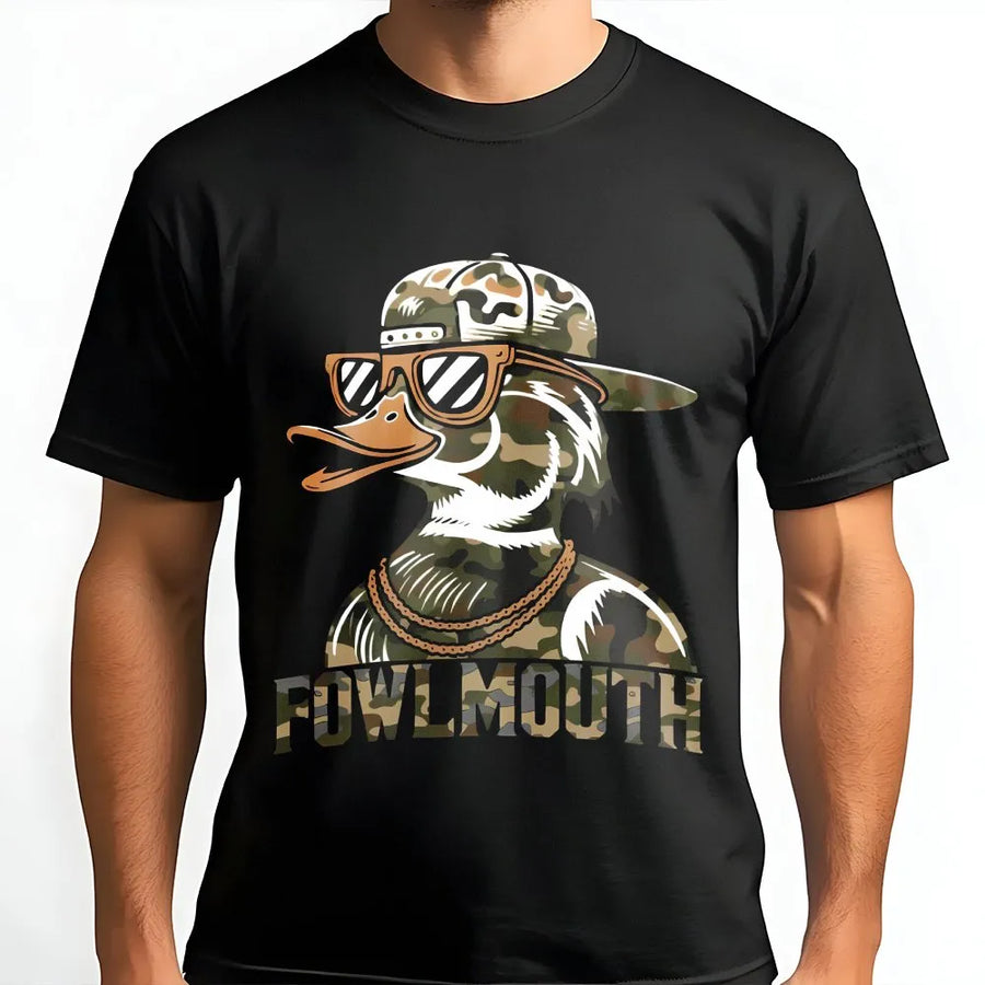 Fowlmouth Duck Hunting T-Shirt | Camo Swag Mallard Design | Premium Cotton Graphic Tee | Funny Outdoor Hunter Gift for Men