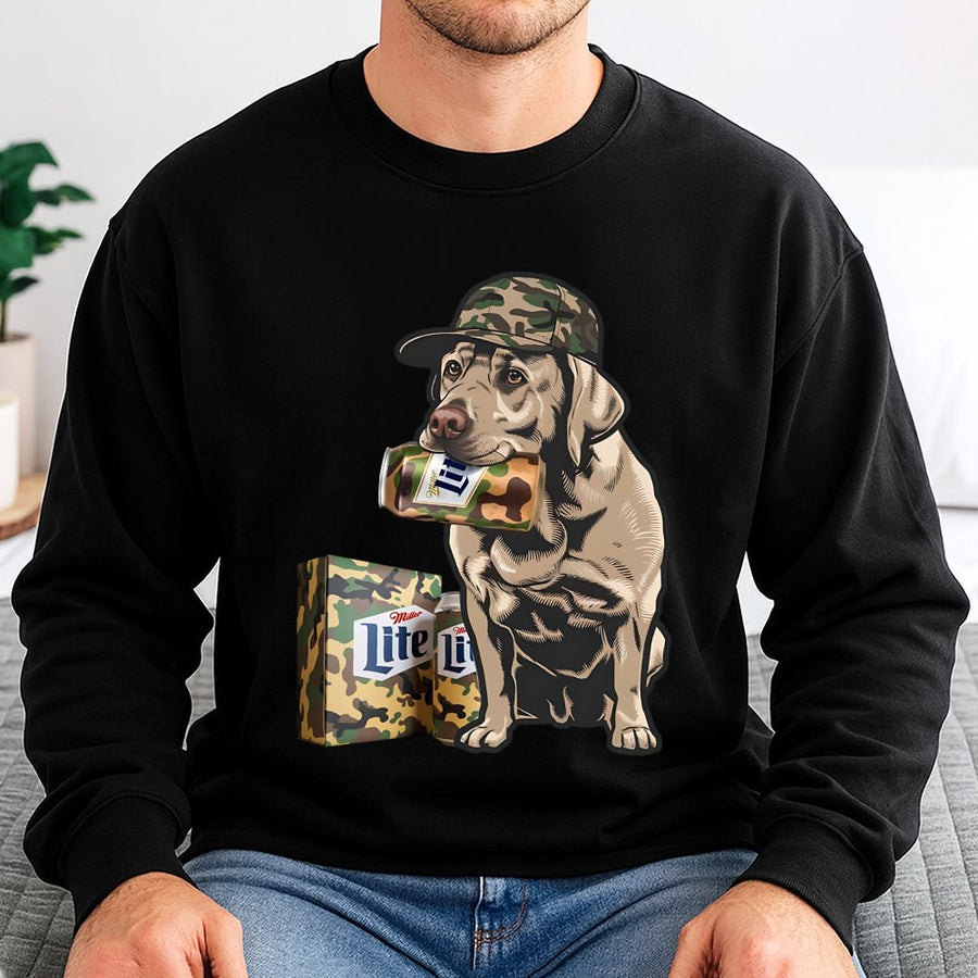 Miler Lite Labrador Hunting Dog Camo Pattern Unisex Sweatshirt Sweatshirt,Miller Beer Lovers Sweatshirt Classic Menswear Tops