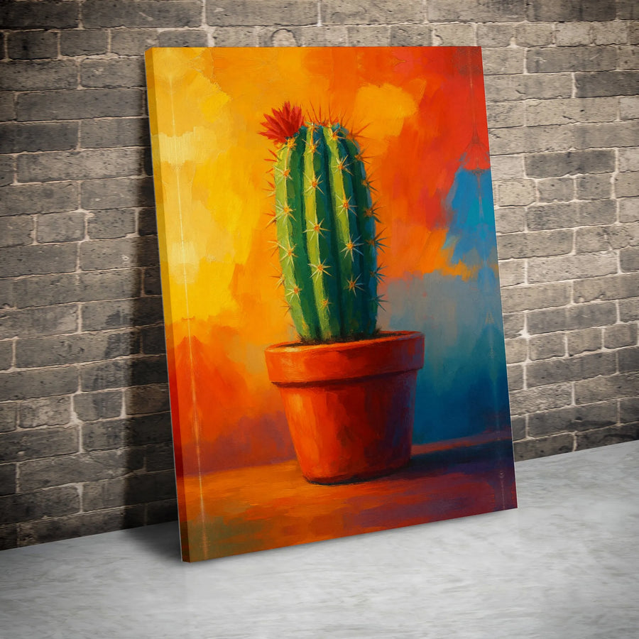 Vibrant Cactus Canvas Art | Colorful Desert Bloom Painting | Thick Gallery Wrapped Canvas | Modern Southwestern Home Decor Gift