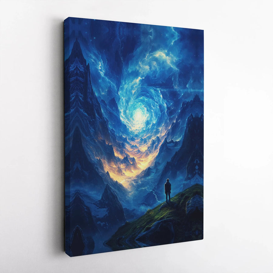 Celestial Storm Canvas Art | Epic Fantasy Landscape with Swirling Galaxy Sky | Premium Thick Gallery Wrap Canvas | Sci-Fi Wall Decor Gift