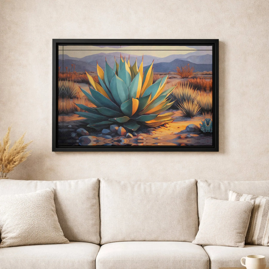 Desert Agave Canvas Wall Art | Southwestern Landscape Painting | Premium Fade-Resistant Print | Modern Home & Office Decor Gift