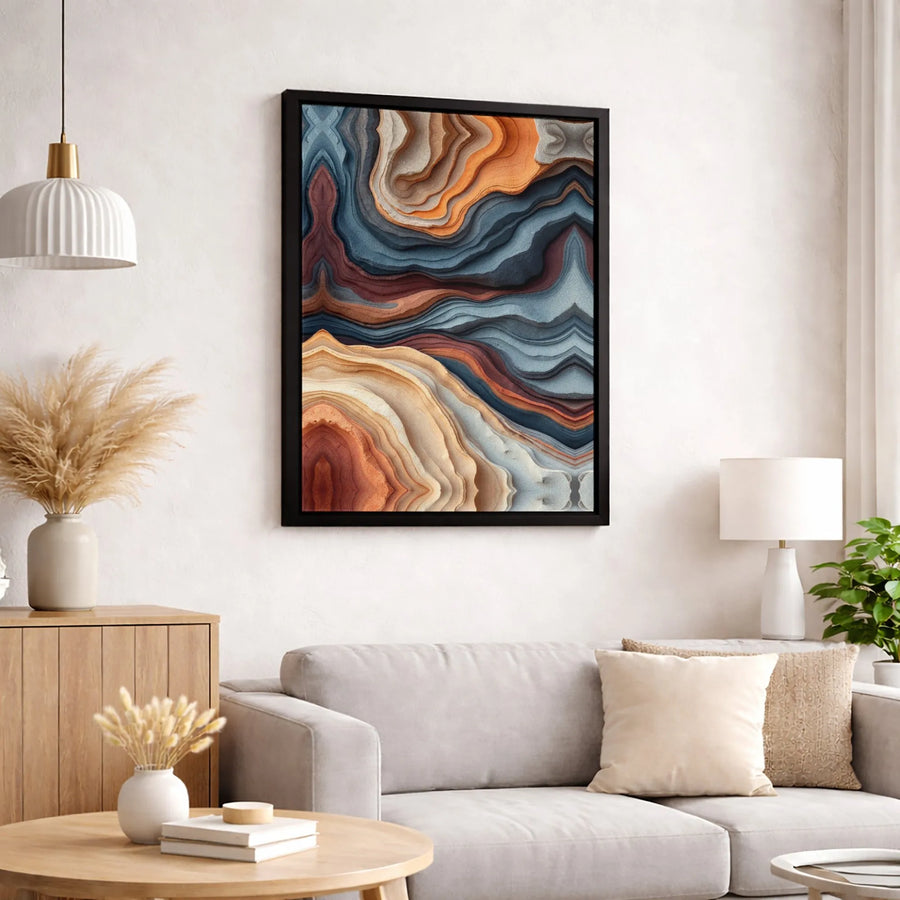 Abstract Geological Strata Canvas Art | Layered Earth Tone Wall Decor | Premium 1.25-Inch Gallery Wrap | Modern Minimalist Living Room Gift