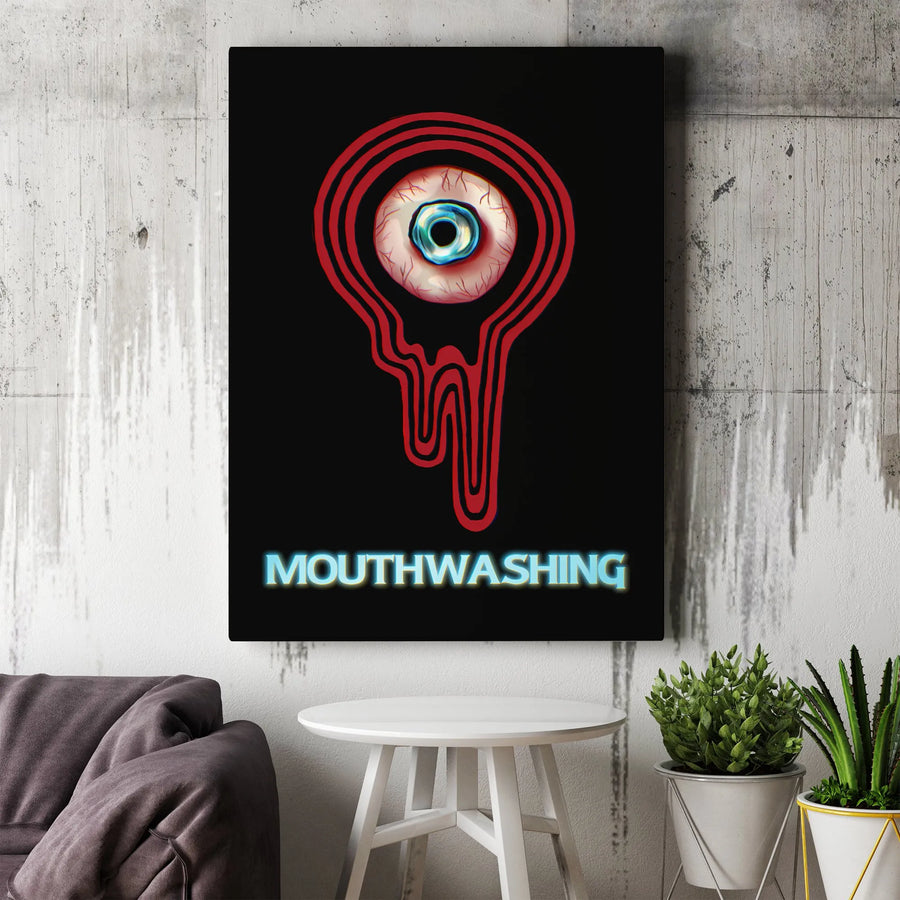 Mouthwashing Surreal Eyeball Canvas Art | Dripping Red Eye Graphic Print | Premium 1.25" Gallery Wrap | Edgy Home & Office Decor Gift