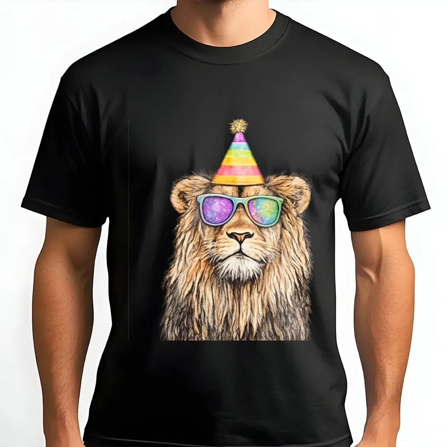 Lion Birthday T-Shirt | Funny Party Animal Design | 100% Cotton Premium Tee | Unique Graphic Gift for Men Women Kids