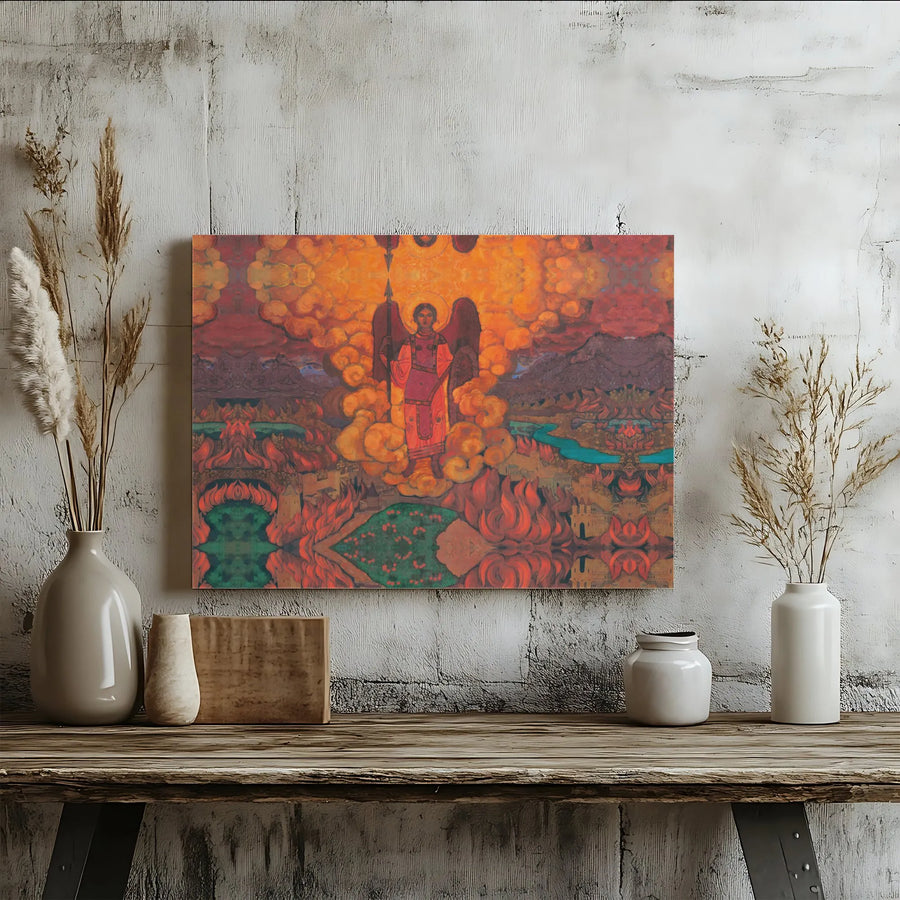 Archangel Canvas Print | Fierce Guardian With Spear Wall Art | Premium Fade-Resistant Gallery Wrap | Religious Home Office Decor Gift