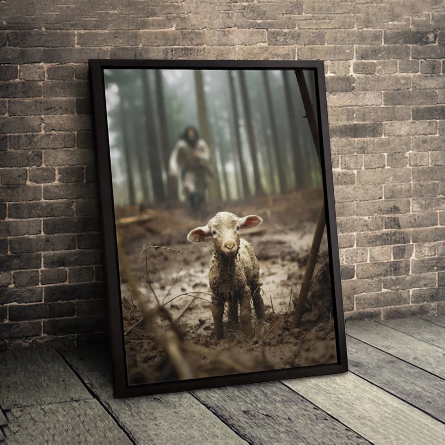 The Good Shepherd and Lost Lamb Canvas | Religious Wall Art Print | Premium 1.25 inch Gallery Wrap | Christian Home Decor Gift