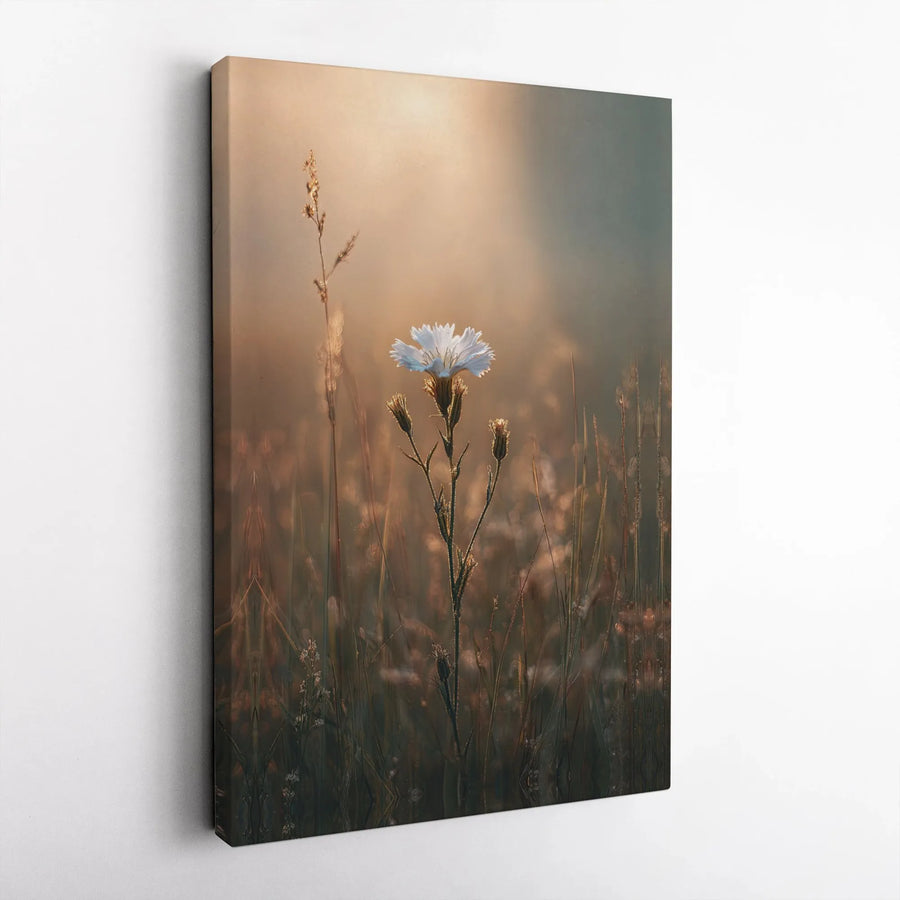 Wildflower Canvas Wall Art | Golden Sunrise Meadow Aesthetic | Premium Gallery Wrap Print | Nature Decor For Home Or Office