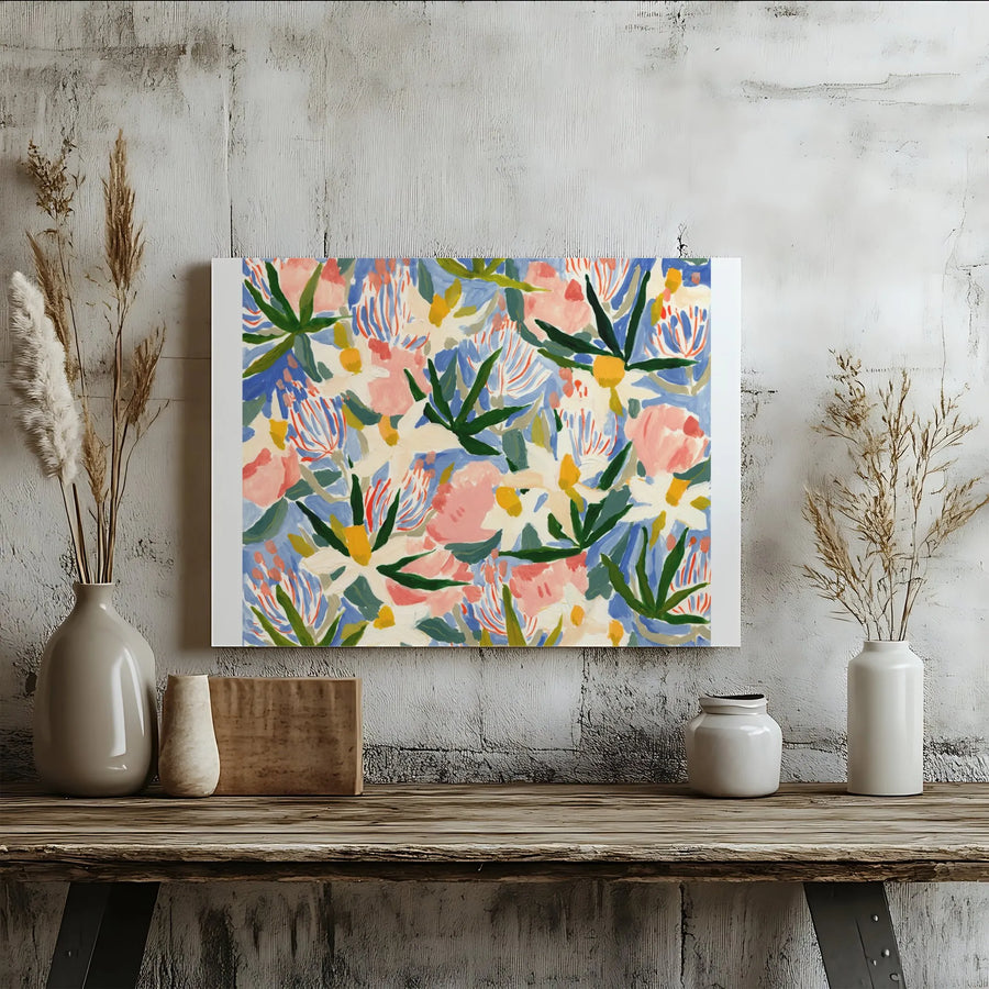 Abstract Floral Canvas Wall Art | Colorful Painterly Garden Print | Premium Gallery Wrapped Canvas | Modern Home Decor Gift for Living Room