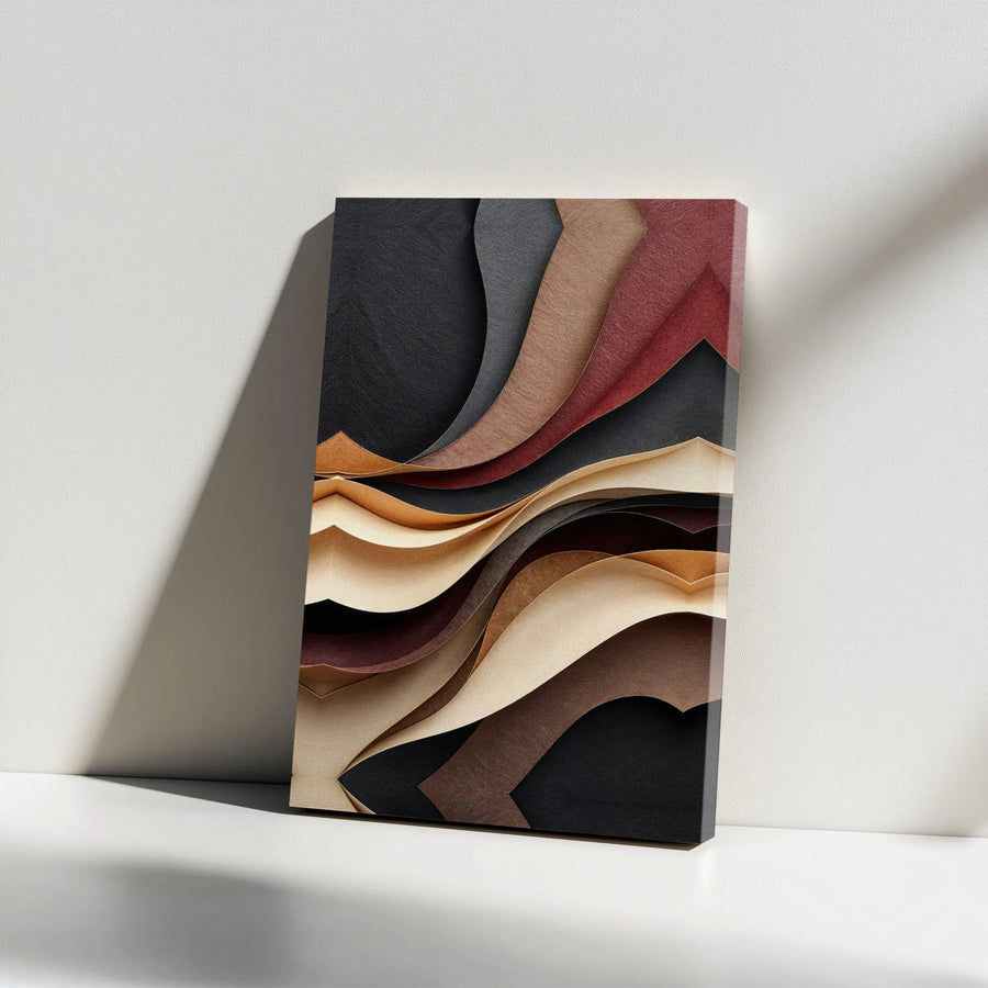 Abstract Canvas Wall Art | Wavy Earth Tone Layers Design | Premium Gallery Wrap Canvas | Modern Minimalist Home Decor Gift