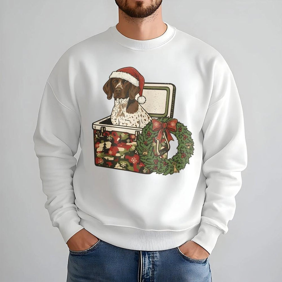 German Shorthaired Pointer Christmas Sweatshirt | Festive Camo Dog Design | Soft Cotton Blend | Holiday Gift For Dog Lovers